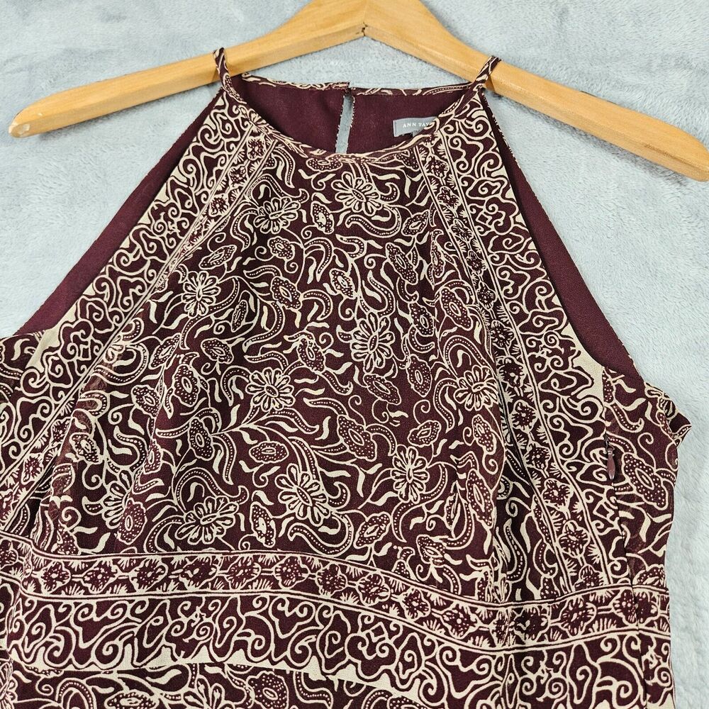 Ann Taylor Silk Skirt Set Womens Size 8 Top & 4‎ Skirt Sleeveless Wine Career - Picture 3 of 16